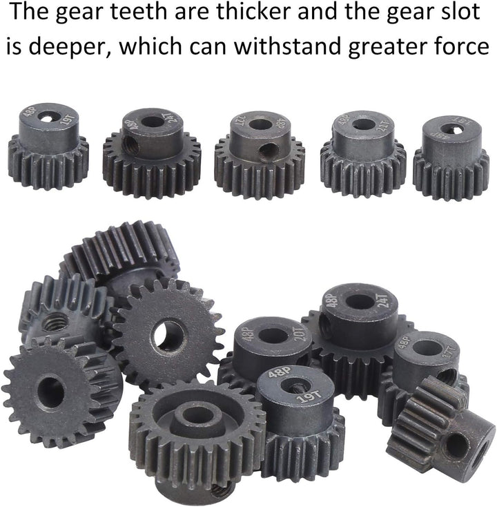 Dilwe RC Motor Gear, 10 Stück/Set 16T - 25T 7075 48P Stahl Motor Zahnrad Ritzel RC Zubehör Geeignet