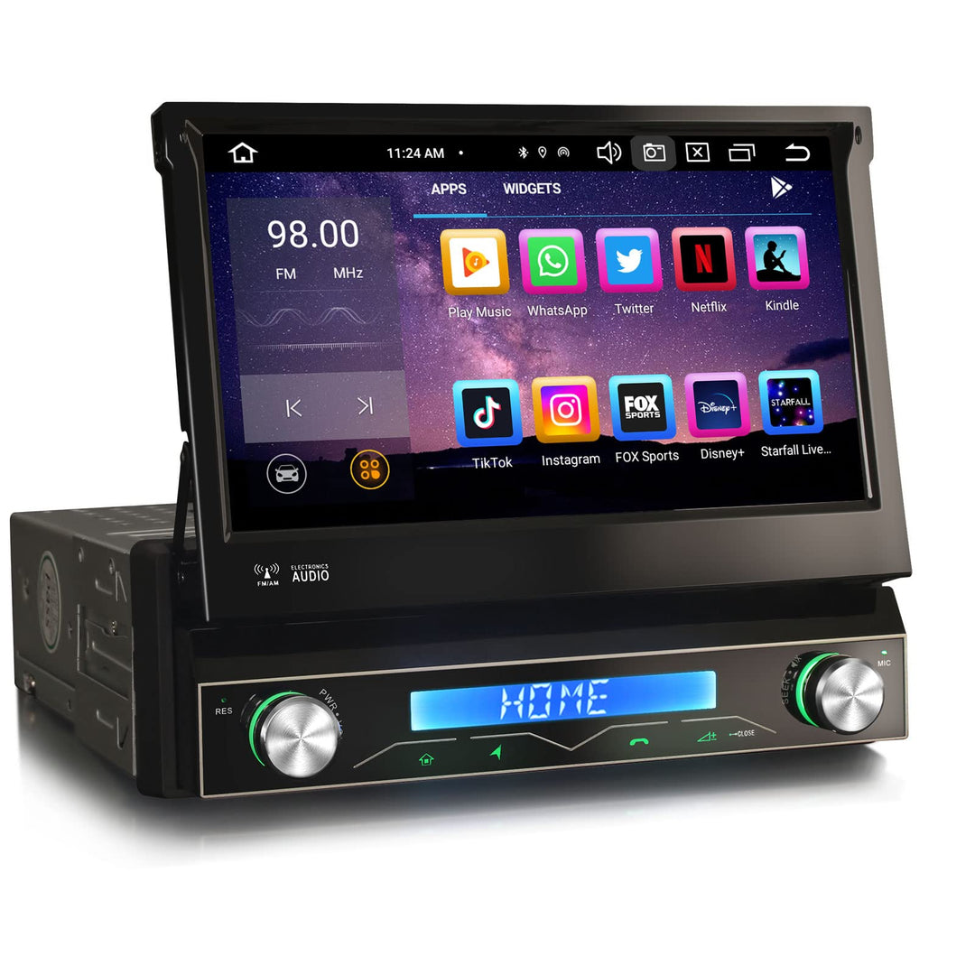 Erisin 8-Kern Android 14 4GB+64GB Abnehmbar 1Din Universal GPS Navi Autoradio 7 Zoll HD IPS Touchscr