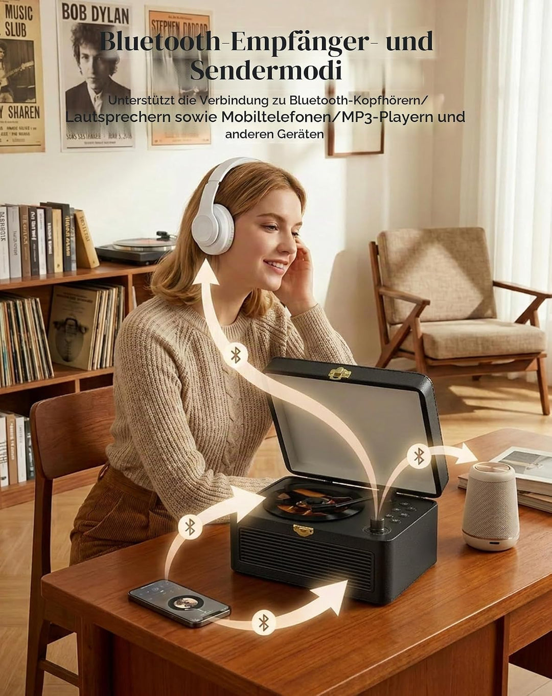 Tragbar CD Player Bluetooth Retro Radio mit CD-Player mit Lautsprecher Unterstützung USB &amp; AUX-Wiede