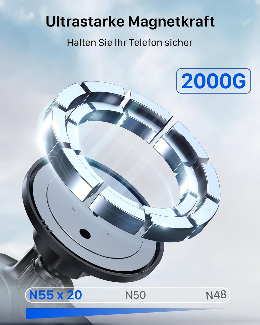 YOSH Handyhalterung Auto für MagSafe [24xN56 Stärkste Magnete], Mercedes Handyhalterung für Runde Lü