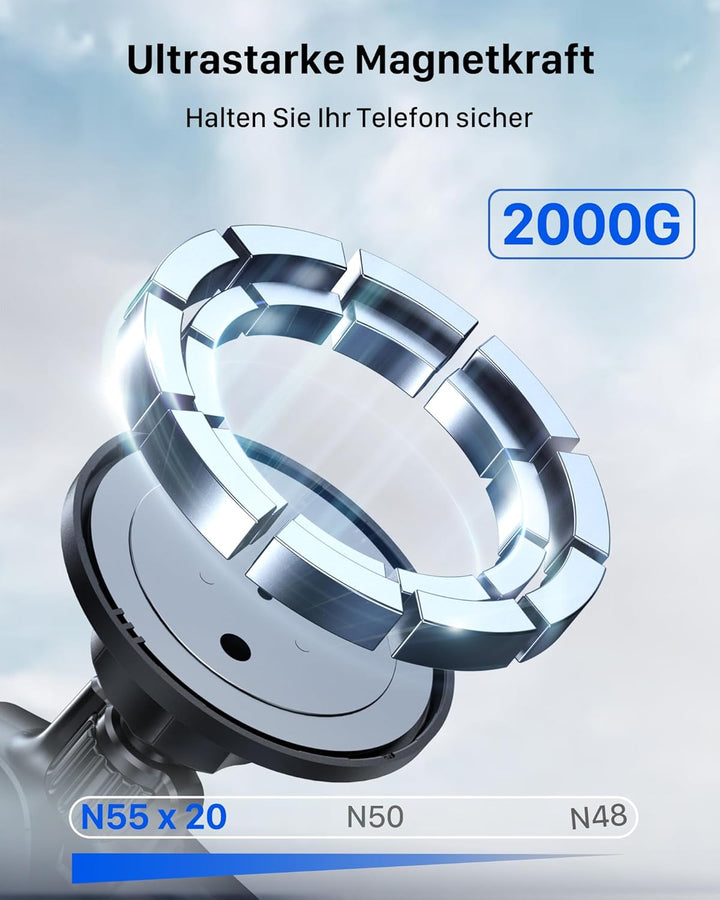 YOSH Handyhalterung Auto für MagSafe [24xN56 Stärkste Magnete], Mercedes Handyhalterung für Runde Lü