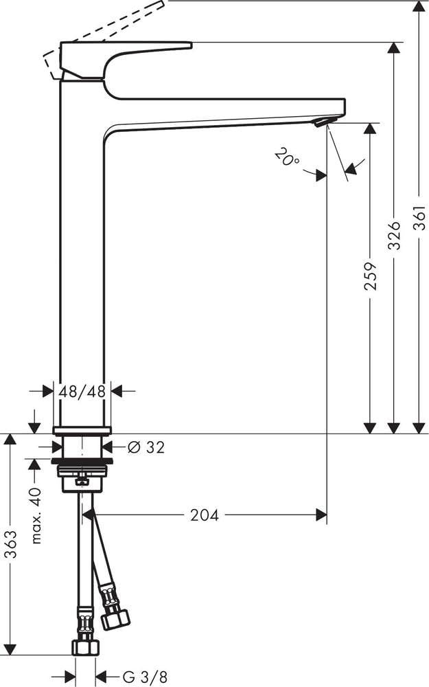 hansgrohe Wasserhahn Metropol (Armatur mit Auslauf Höhe 260 mm und Push-Open Ablaufgarnitur) Chrom C