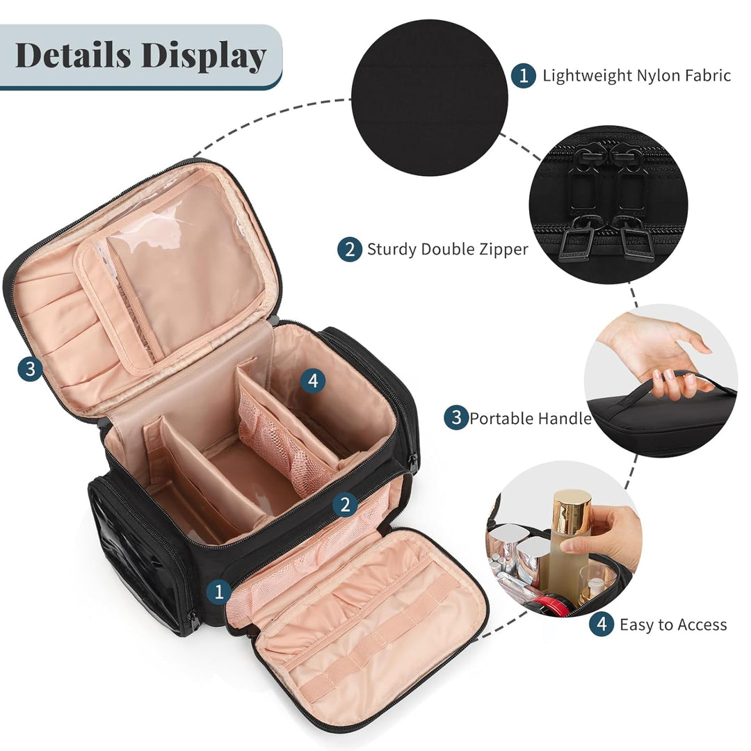 Kosmetiktasche Gross, Reise Make Up Tasche Damen Schminktasche mit Pinselhalter Fach, Portable Makeu