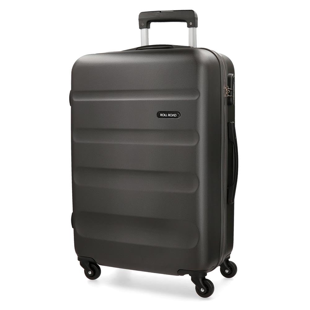 Roll Road Flex Grosser Koffer Grau 51x74x28 cms Hartschalen ABS Kombinationsschloss 91L 3,8Kgs 4 Räd