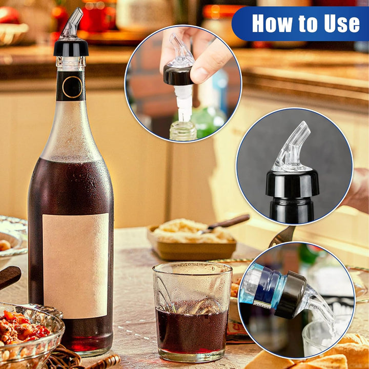 Flaschenausgiesser 8 Stück 2cl, Dosierhilfe Ausgiesser Für Flaschen mit Stop-Funktion Schutzdeckel P