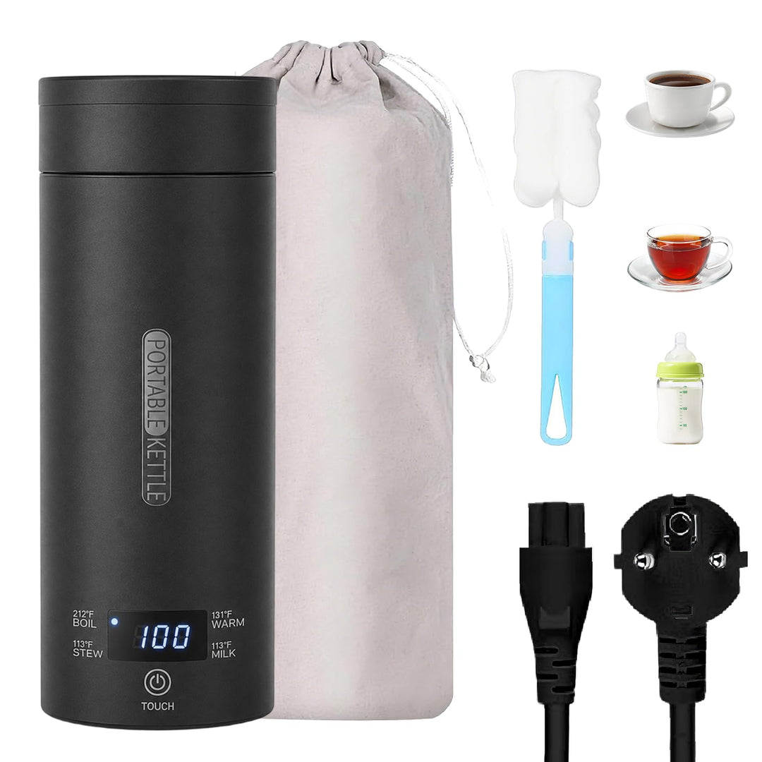 Herbst Reisewasserkocher Klein 500ML, Tragbarer Reise Wasserkocher mit Temperatureinstellung, Portab