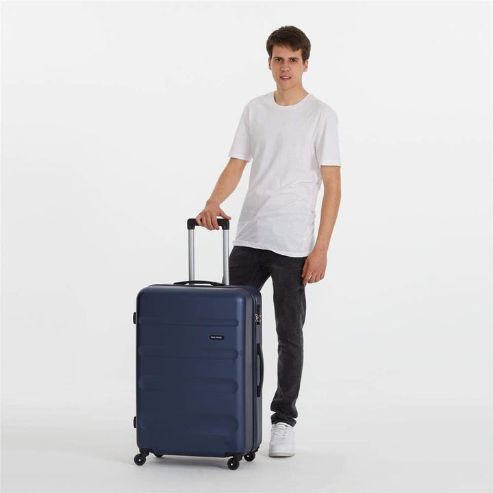 Roll Road Flex Grosser Koffer Blau 51x74x28 cms Hartschalen ABS Kombinationsschloss 91L 3,8Kgs 4 Räd