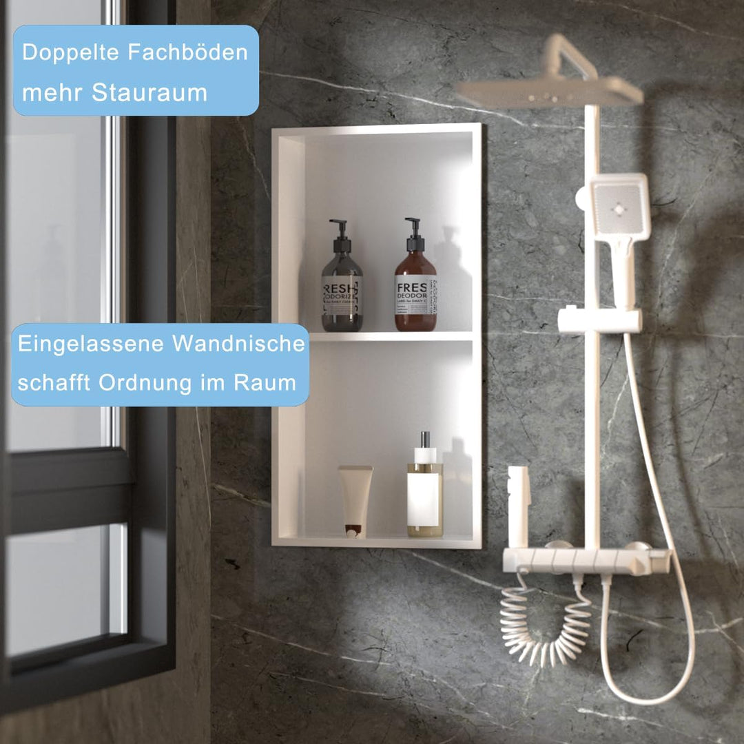 Edelstahl Einbaunische Wandnische für Dusche，Integrierte Fliesenlose Duschablage aus Rostfreiem Edel