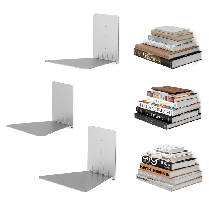 Umbra Conceal unsichtbares 3 Regalböden Bücherregal und Wandregal aus Metall, 3er-Set, Gross Gross (