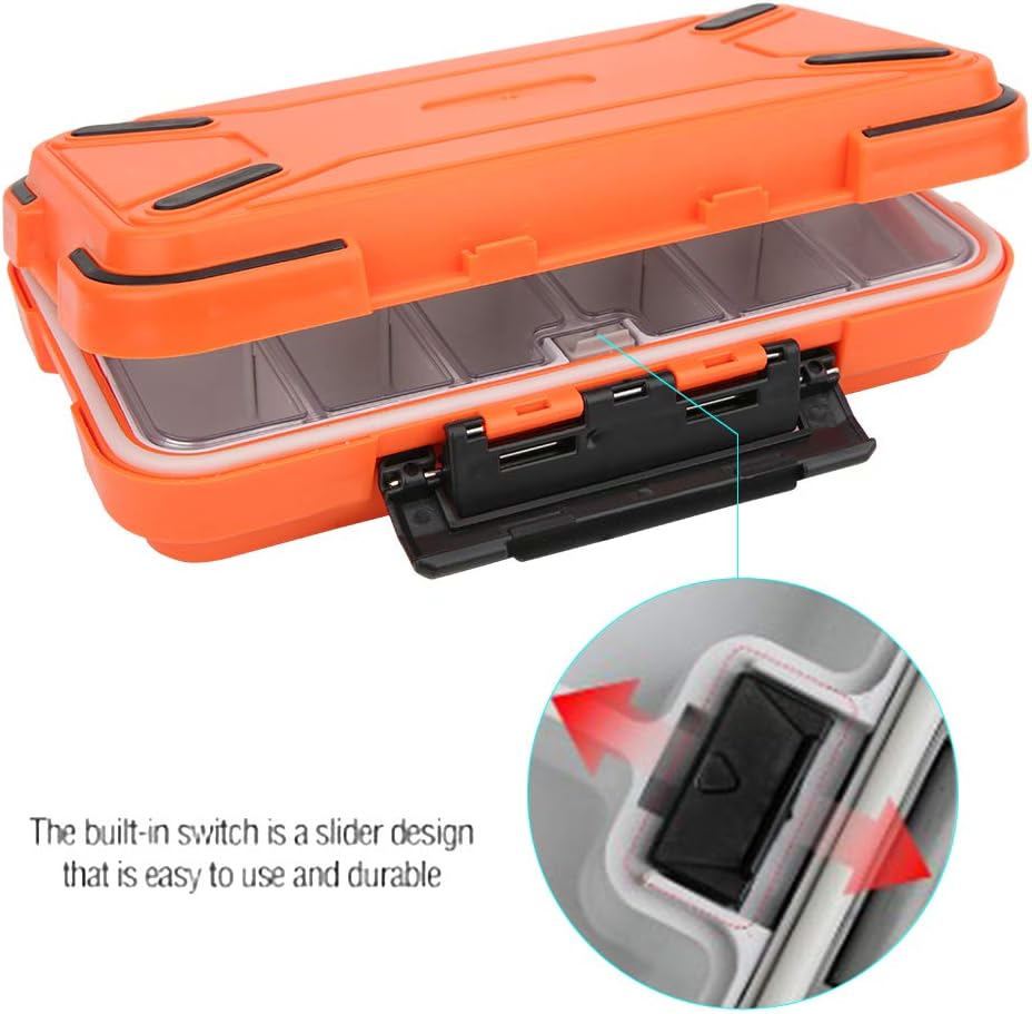 Wasserdichter Organizer für Angelgeräte mit Doppelseitigen Fächern für Köder, Haken und Zubehör. Dic