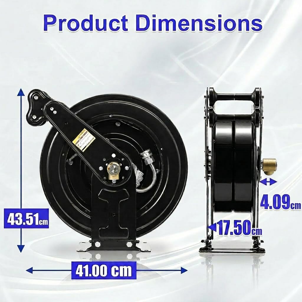40.64 cm(16-Zoll)-Hochdruckreiniger-Schlauchaufroller mit automatischem Aufrollmechanismus, 15M (50
