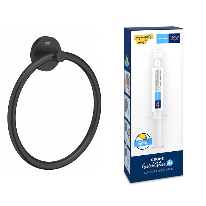 Bundle aus GROHE Start - Handtuchring (verdeckte Befestigung, geeignet zum Bohren oder Kleben), matt