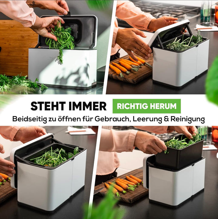 equipps Bio Mülleimer 3L | Komposteimer Küche für Bio Müll & Co | Mülleimer mit Geruchsfilter | Komp