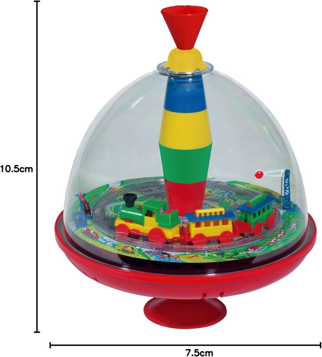 Lena 52120 - Panoramakreisel Eisenbahn Ø 19 cm, Kunststoff Schwungkreisel &amp; Bolz 52754 - Musikdrehdo