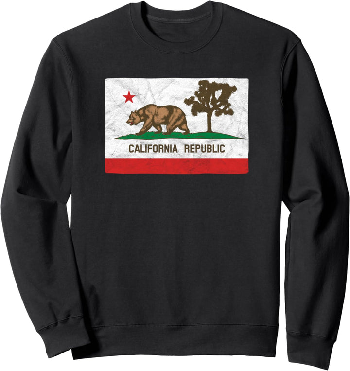 California Bear Flag & Joshua Tree Distressed Retro Graphic Sweatshirt