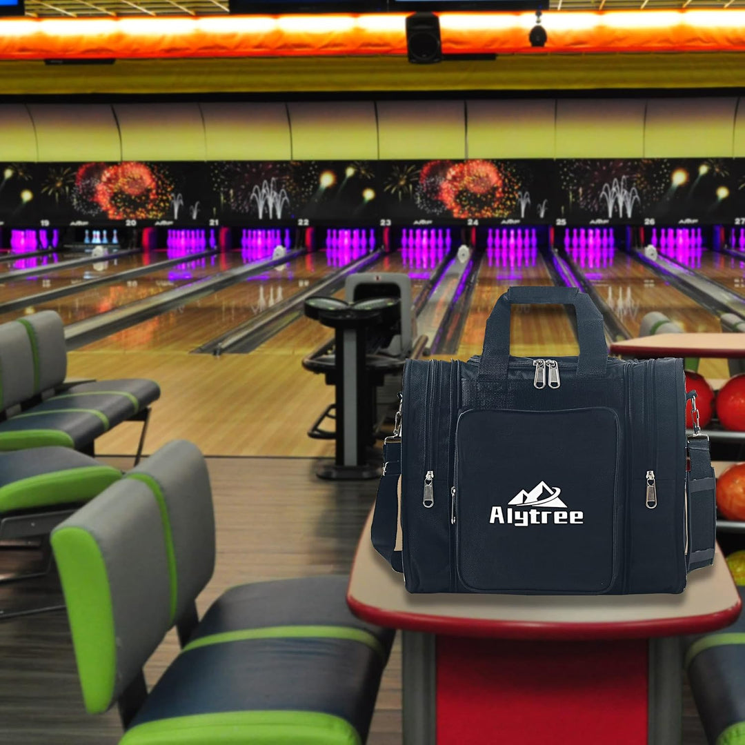 Non-Collapse Bowling Bag, Bowling Ball Bag with 2 Retractable Pockets, Adjustable Bowling Tote Bag w