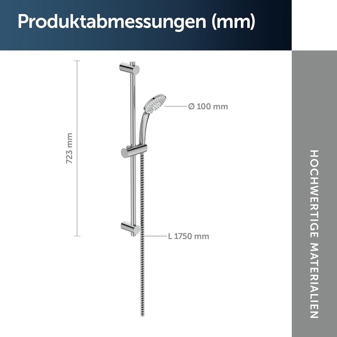 Brausestangen-Set Ideal Standard B9508AA, Serie M3 Smart, 720 mm Duschstange mit 100 mm Durchmesser