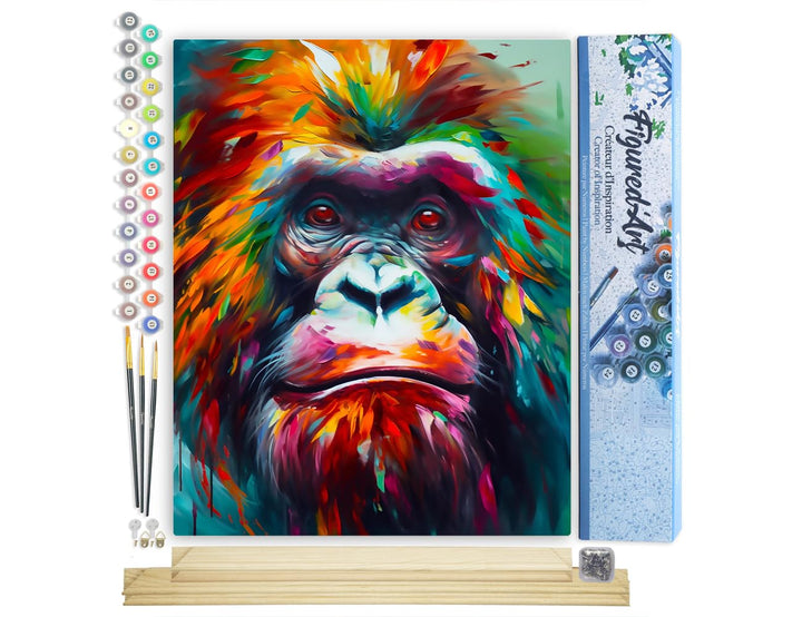 Figured'Art Malen Nach Zahlen Erwachsene Mit Rahmen Orang-Utan Farbenfroh Abstrakt - Paint by Number
