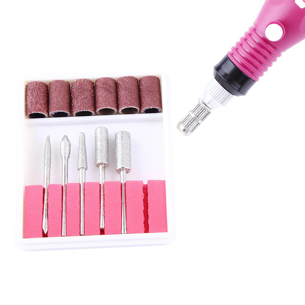 Elektrischer Nagelbohrer, Stiftform Nagellack-Maschinenset mit 6 Acryl-Gelentferner-Pediküre-Werkzeu