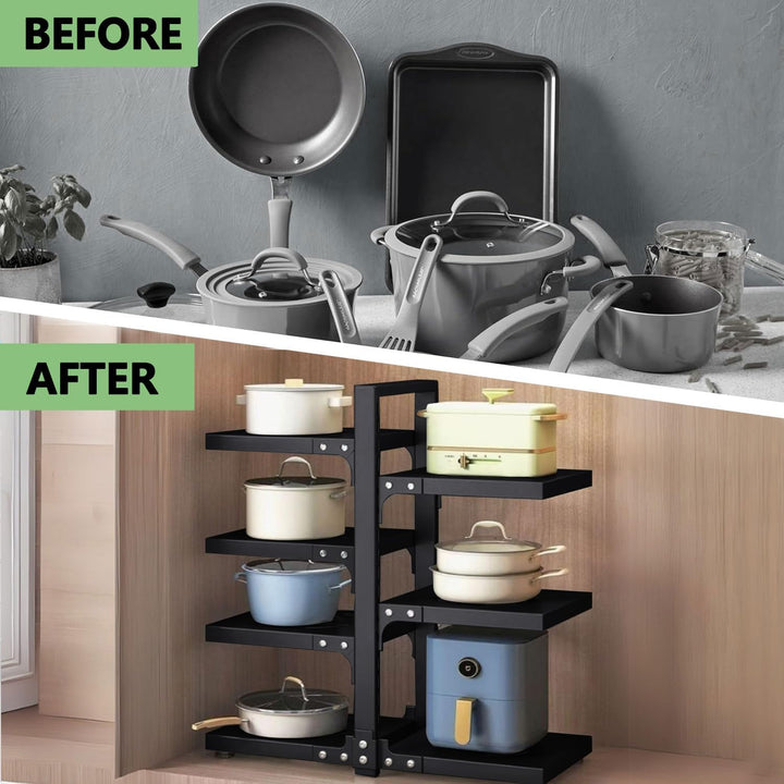 devesanter Topf Organizer, mit 7 verstellbaren Fächern,Kitchen Cabinet, Heavy Duty Pfanne Rack unter