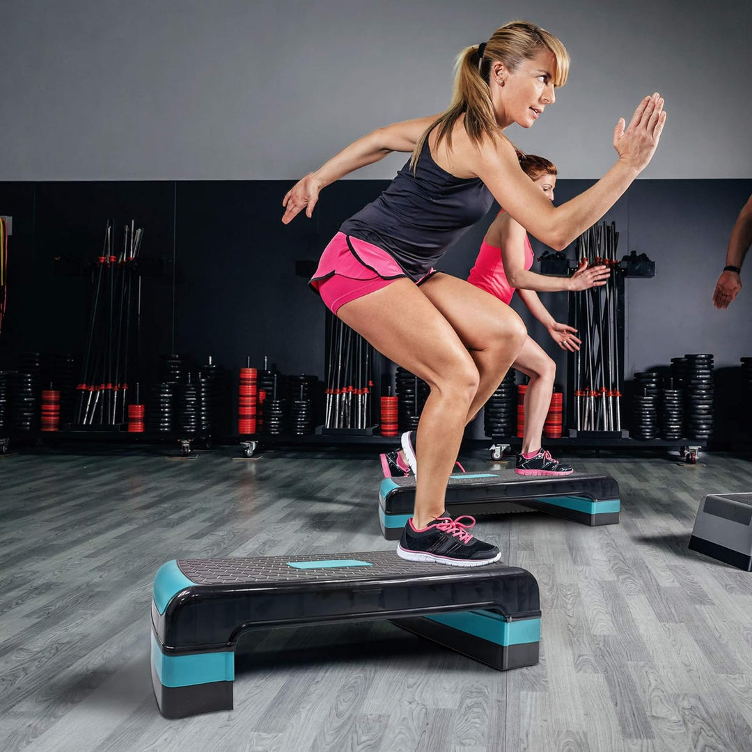 Rebecca Mobili Stepbank, Steppbrett Aerobic 3 Höhen, Schwarz, Training Work out, Muskel Fitnessstudi