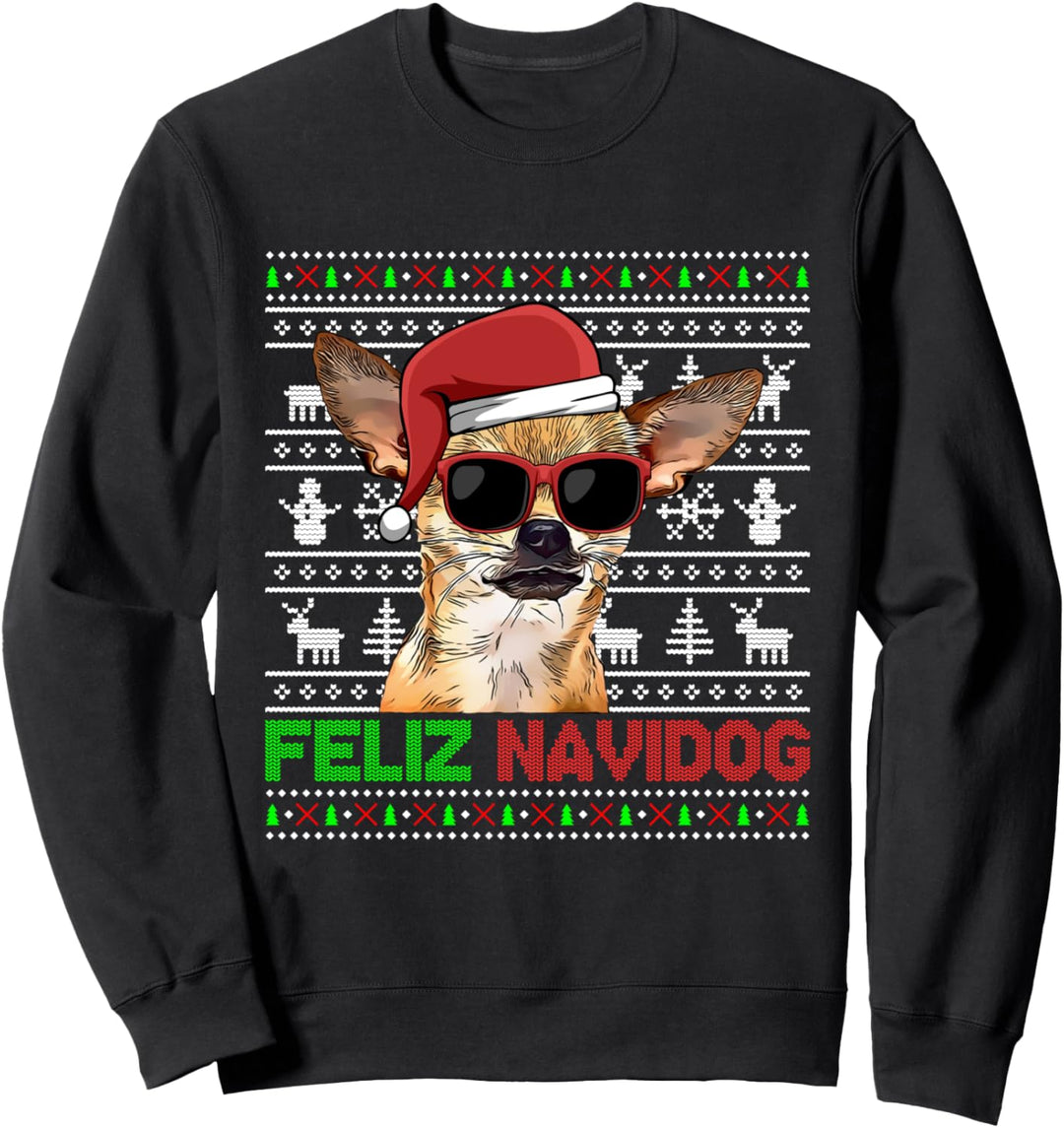 Chihuahua Hund Feliz Navidog Lustige Weihnachten Sweatshirt