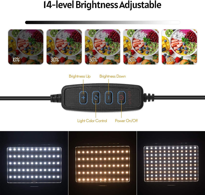 Andoer Videoleuchte LED 2 Pack Dimmable LED Video Licht 3200K-5600K USB Beleuchtungsset mit Verstell