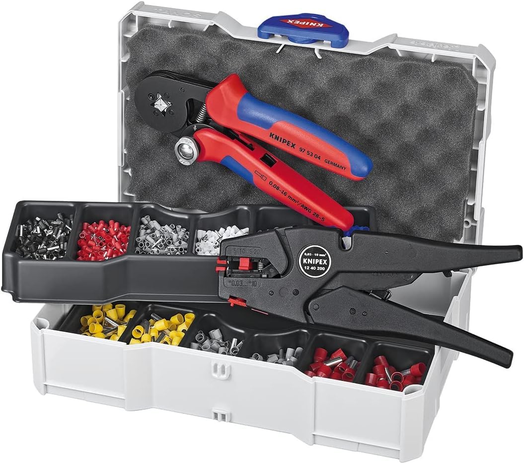 KNIPEX Crimp-Sortiment für Aderendhülsen 1 x 12 40 200, 1 x 97 53 04, 8 x Aderendhülsen-Sets 265 mm,