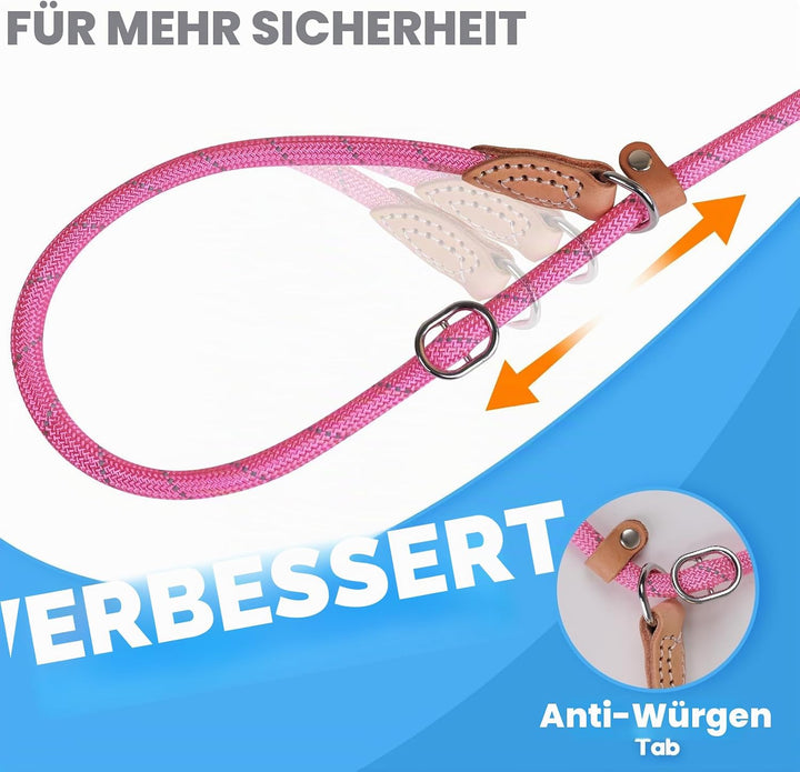Grand Line Retrieverleine mit Zugstopp, 150 cm Moxonleine Reflektierende Hundeleine, Sicher Dauerhaf