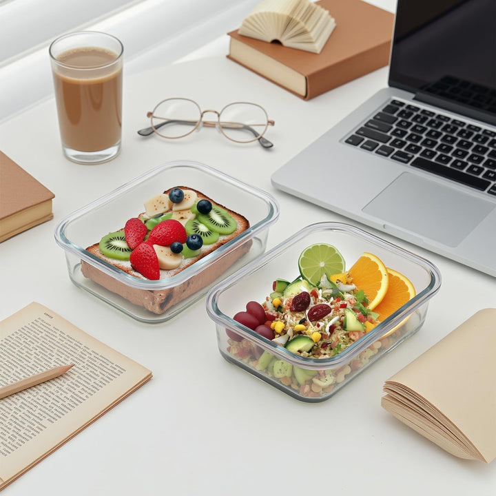 Meal Prep Boxen Glas, Glasdosen mit Deckel Set, Frischhaltedosen Glas mit Auslaufsicherer Verschluss