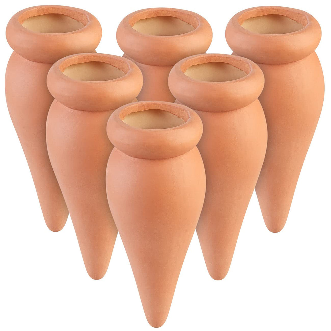 Royal Gardineer Wasserspender Pflanzen: 6er-Set 2in1-Terracotta-Wasserspender für Topfpflanzen (Wass