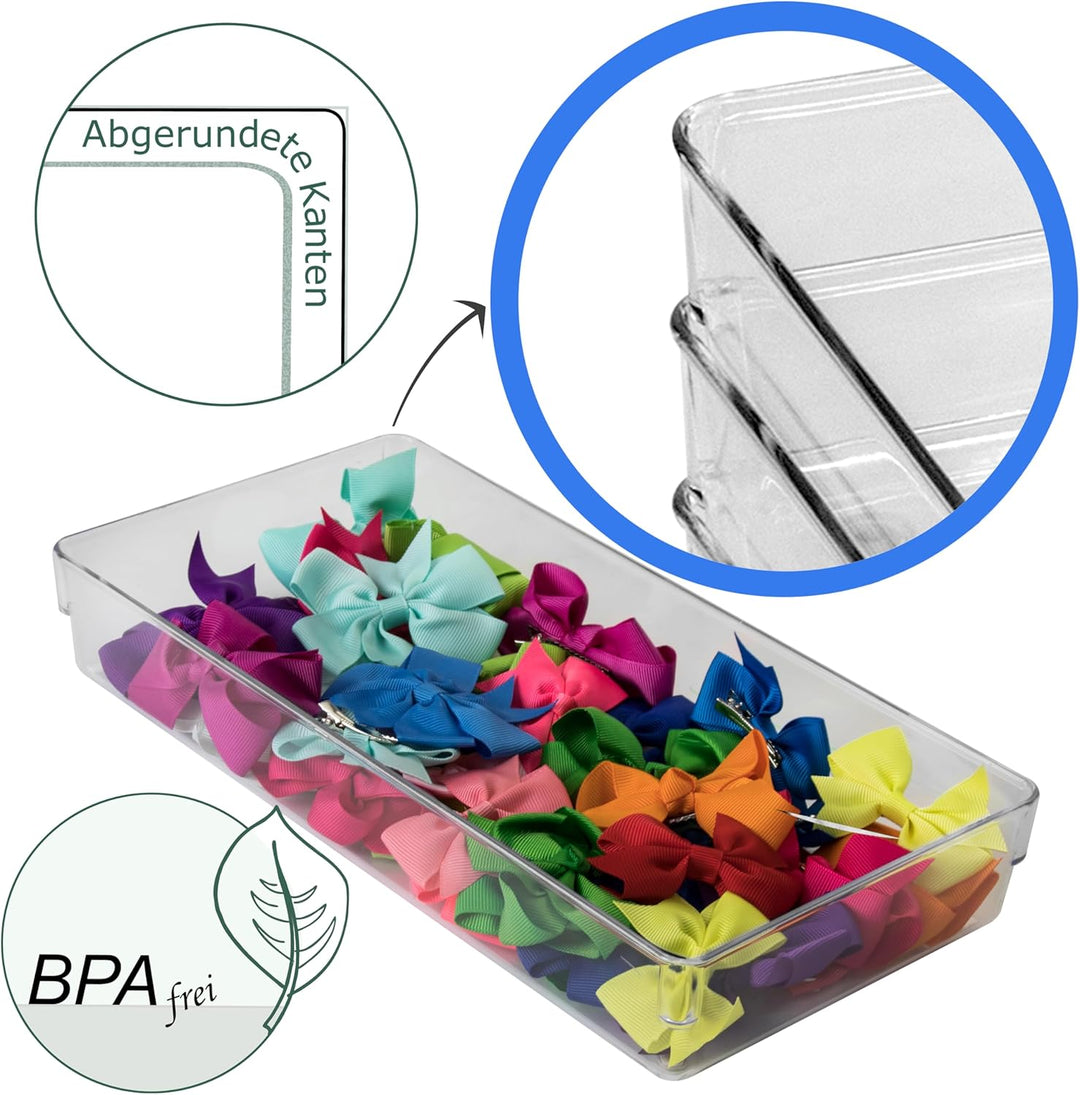 12x Schubladen Ordnungssystem 8x8 cm klar transparent 5,5 cm hoch Antislip - Organizer für Schminkti