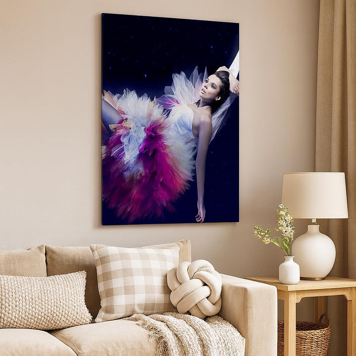 Bilder auf Leinwand 55x100cm Leinwandbild mit Rahmen Frau Geheimnis Kleid elegant Gross Wanddeko Bil