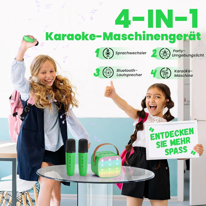 Karaoke Maschine Kinder mit 2 Mikrofonen: [Premiumversion] Mini Karaoke Maschine, Geschenk für Mädch