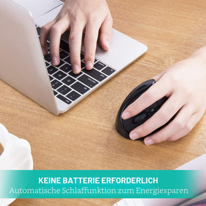 AURTEC Linkshändermaus, wiederaufladbare 2,4G-Drahtlos-Ergonomische Vertikalmäuse mit USB-Empfänger,