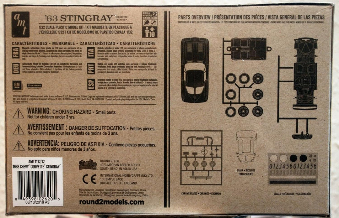 Round2 AMT1112/12 Corvette Plastikmodellbausatz, Farbig, 1:32