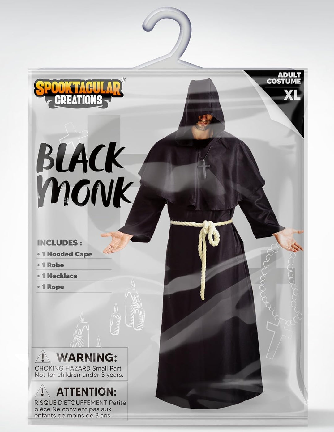 Spooktacular Creations Robe Mönch Kostüm mit Kapuze für Erwachsene Halloween Kostüm Priester Kostüm