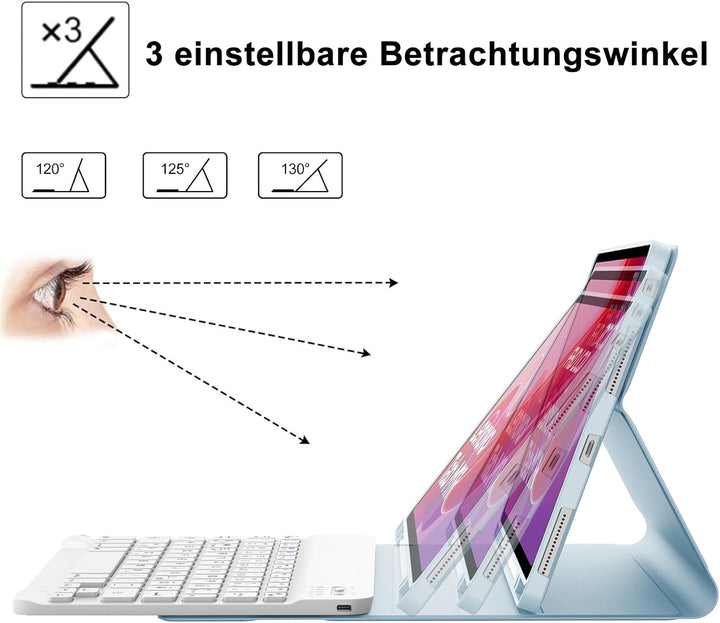 Tastatur Hülle für Lenovo Tab M11 11 Zoll 2024, QWERTZ Deutsches Tastatur mit Magnetisch Abnehmbarer
