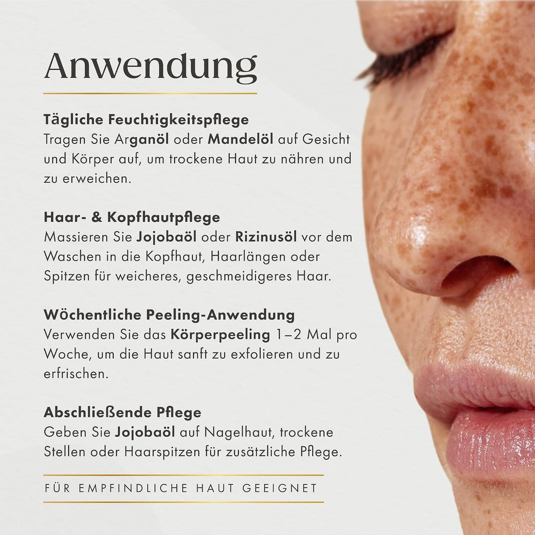 Weihnachtsgeschenke für Frauen - Verwöhnendes Geschenkset Frauen mit BIO Arganöl + Rizinusöl + Mande