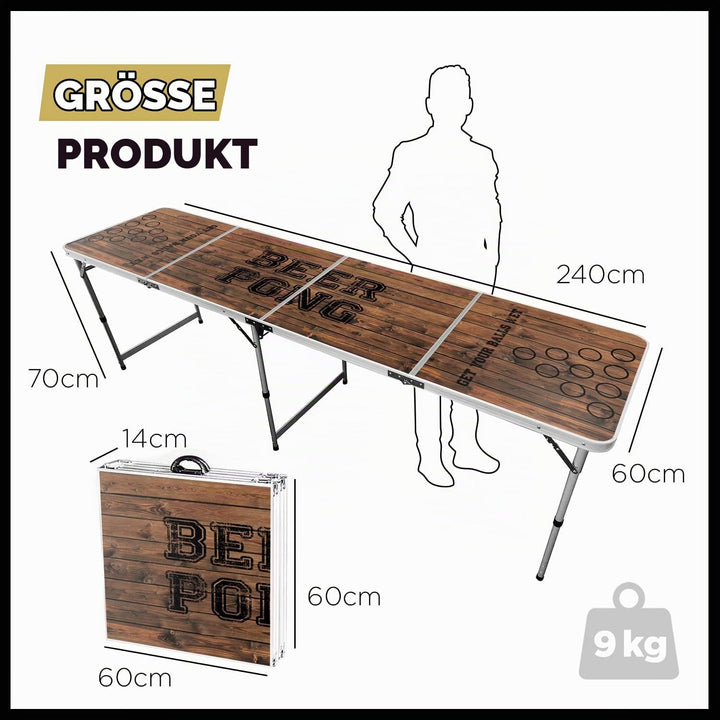 Beer Pong Original Cup® - Bierpong Tisch + 120 Becher + 6 Bälle - Zusammenklappbarer, transportabler