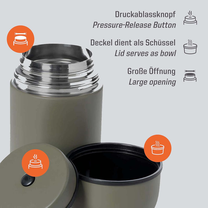 Esbit Thermobehälter Classic für Speisen - Warmhaltebehälter 500 ml in Olivgrün - aus Edelstahl für