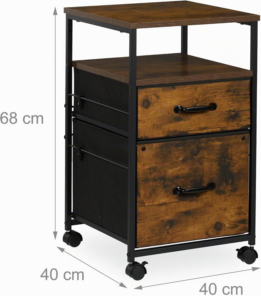 Relaxdays Rollcontainer, 2 Schubladen, Hängeregister, Industrial-Design, HBT: 68x40x40 cm, Aktenschr