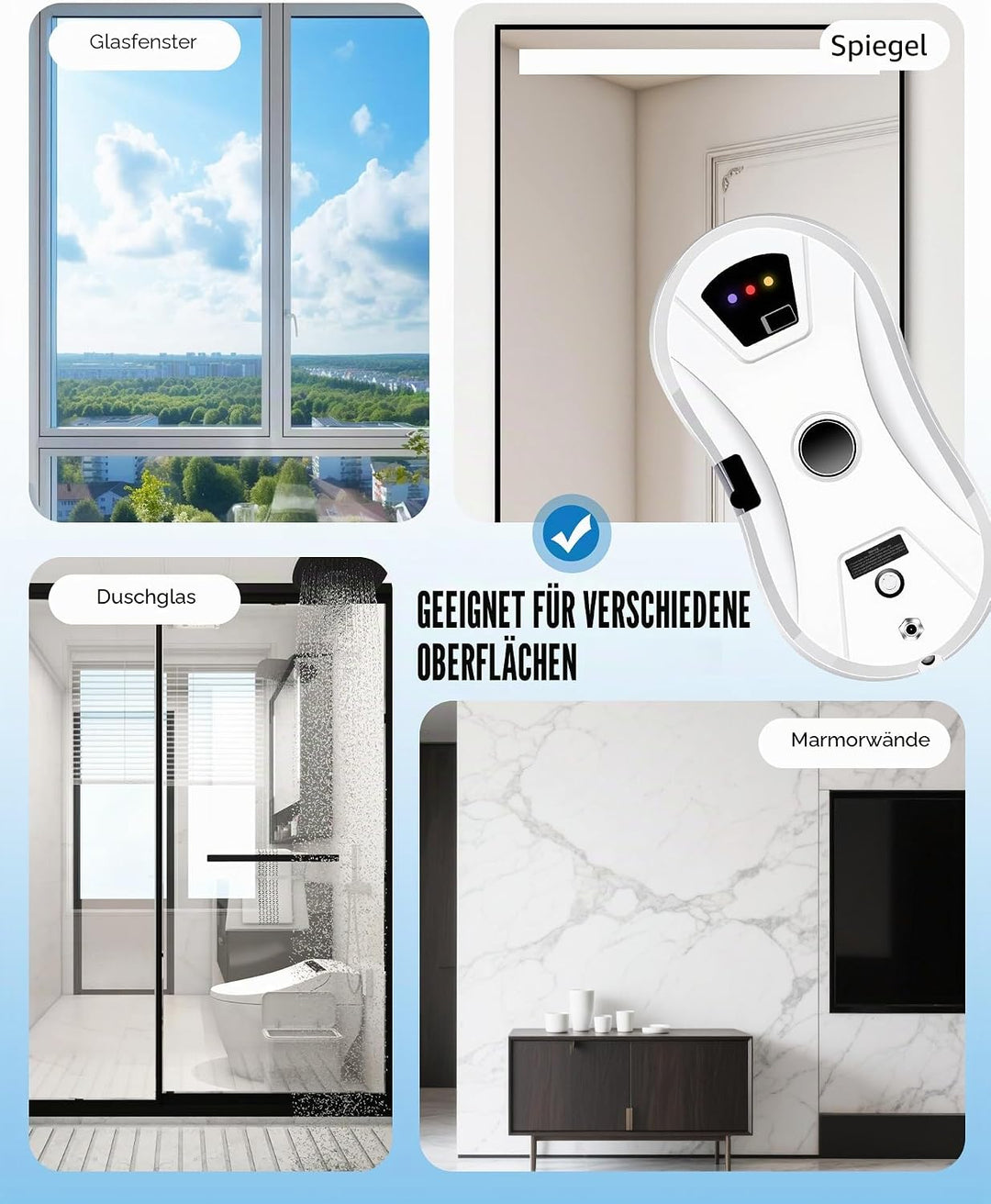 Fensterputzroboter mit Dual-Rotationssystem & Sprühfunktion, 2800Pa, Automatischer Fensterreiniger,