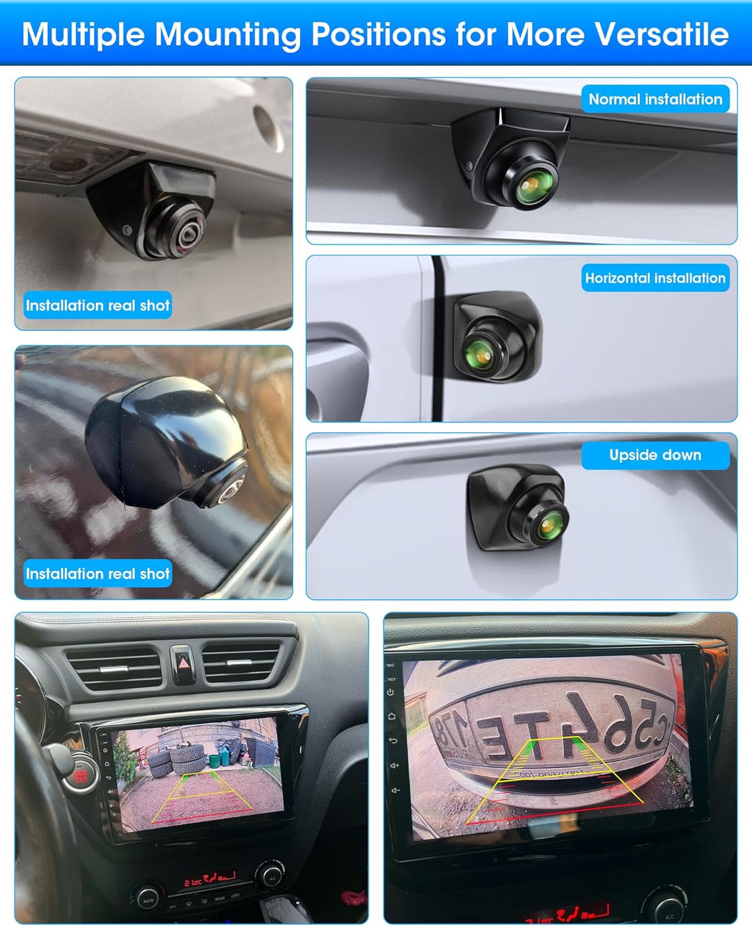 Jansite Rückfahrkamera, 360° Einstellbare AHD 1080P Rückfahrkamera Auto 170°Weitwinkel 12V-24V Rückf