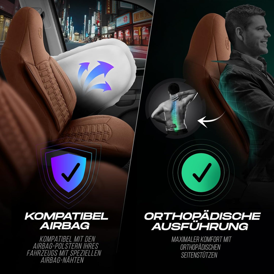 Autositzbezüge Universal für Wohnmobil & Caravan - Vordersitze Auto Sitzbezug aus Lacoste-Stoff, Ter