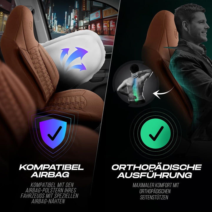 Autositzbezüge Universal für Wohnmobil & Caravan - Vordersitze Auto Sitzbezug aus Lacoste-Stoff, Ter