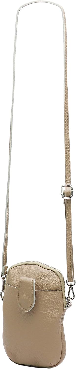 SH Leder Damen Umhängetasche Handytasche Multifunktion Geldbörse Beutel aus Echtleder Verstellbar Sc