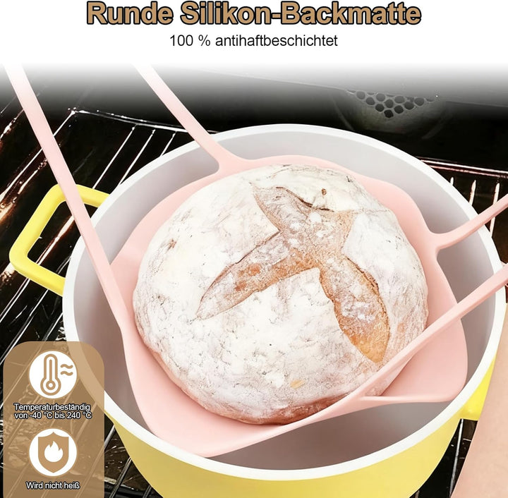 10 Stück Gärkorb Brot Set, Gärkörbchen zum Brotbacken, 23cm Rund & 25cm Oval Brotkörbchen aus Siliko