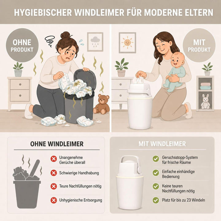 Set Magic Windeleimer Majestic & Windel Blaubär | Diaper Keeper mit Geruchsstop-System | bis zu 15 W