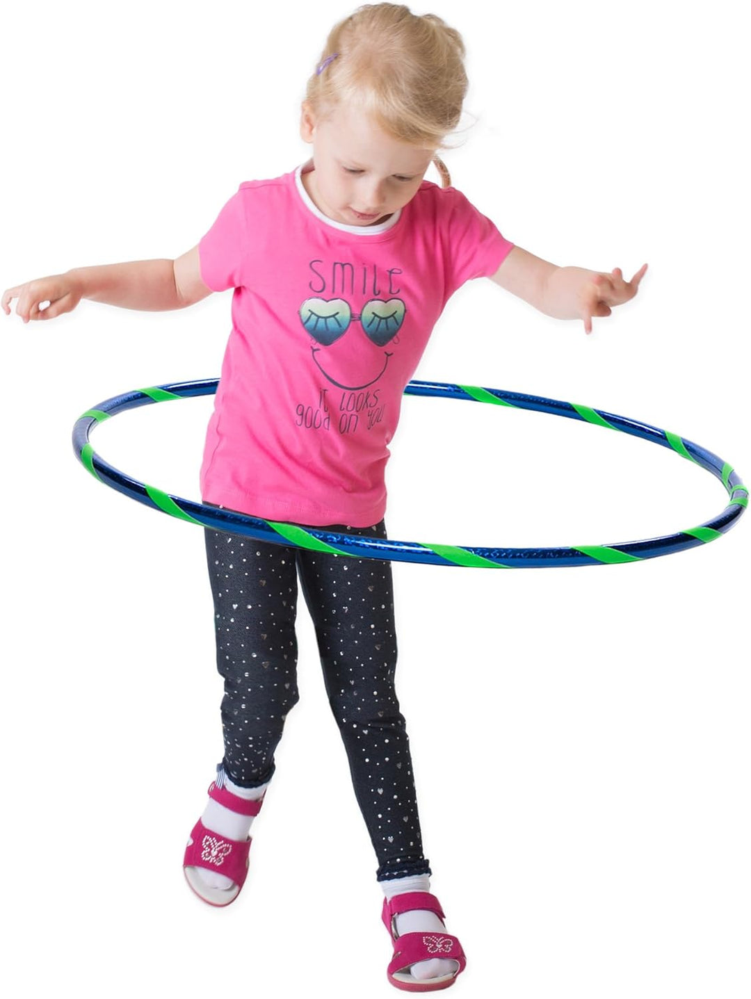 Funny Kinder Hula Hoop Reifen mit Hologramm-Muster Ø80cm Hologramm-Blau-Grün, Ø80cm Hologramm-Blau-G